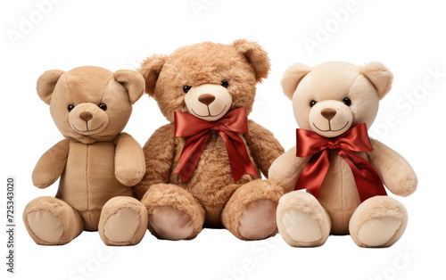 Group of Three Teddy Bears Sitting Together on Transparent Background © MatPhoto