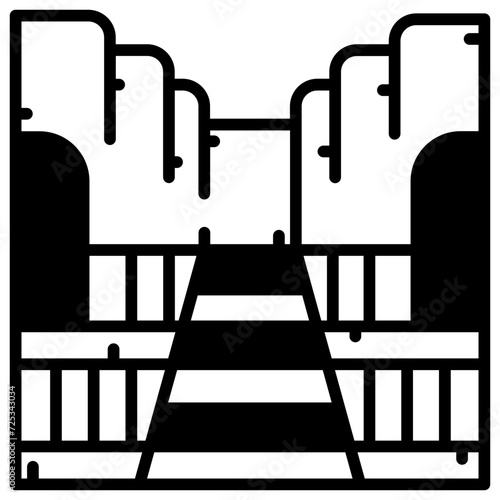 Temple glyph and line vector illustration