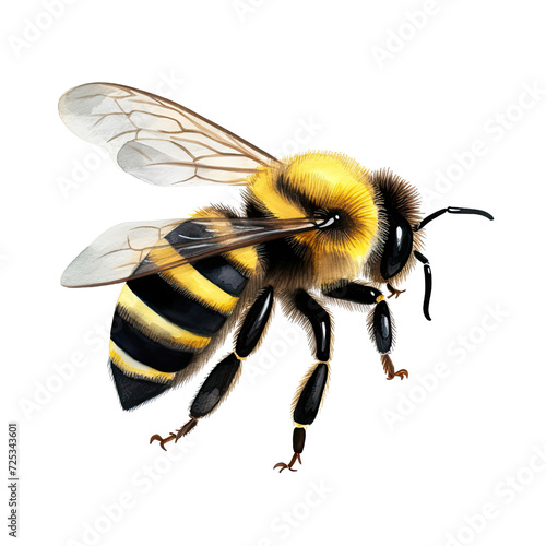 AI-Generated Watercolor Bee Clip Art Illustration. Isolated elements on a white background. 