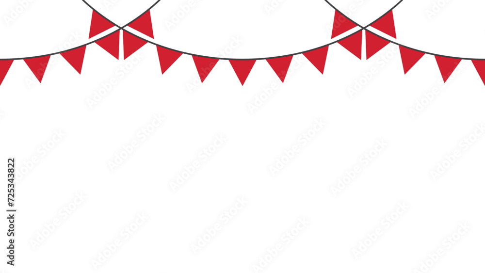 Fototapeta premium Seamless red triangle party bunting border. birthday party decoration. Flat vector illustration.