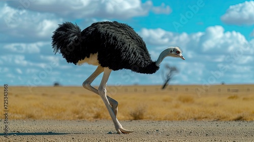 Ostrich upside down. Generative AI
