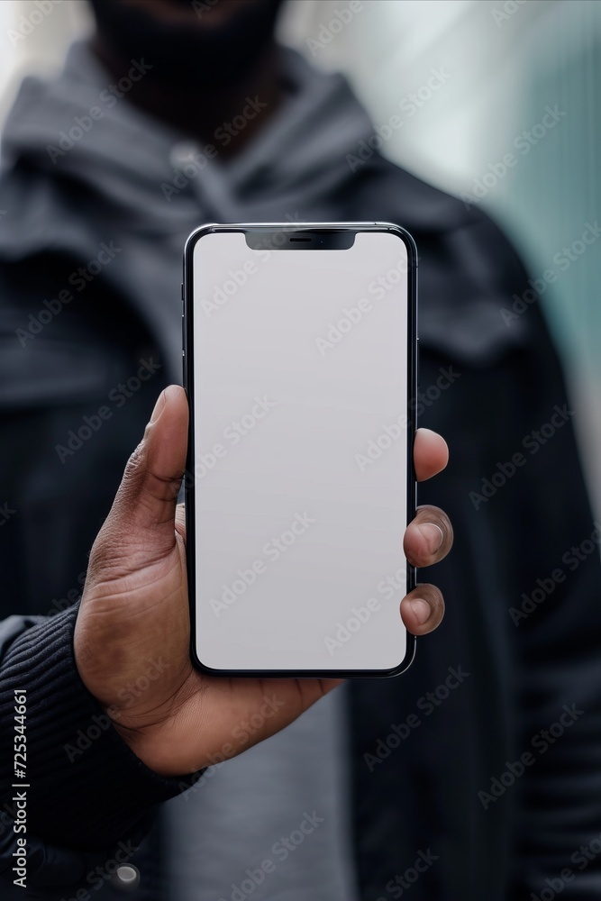 Mockup image of a man holding a smartphone with a blank screen in his hand Mockup image of a man holding a smartphone with a blank screen in his hand