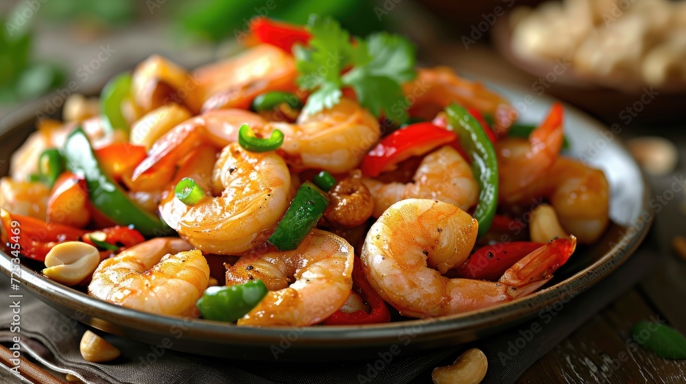 Thai shrimp dish. Generative AI