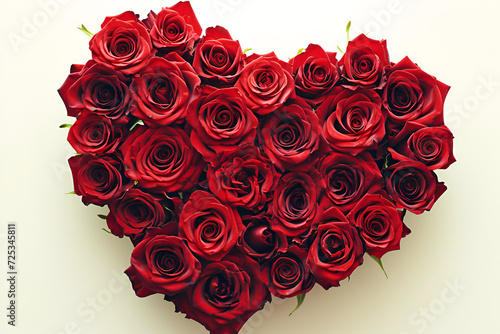 Red roses heart in white background, in the style of multilayered.