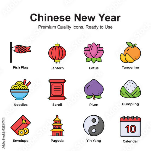 Grab this beautifully designed chinese new year icons set