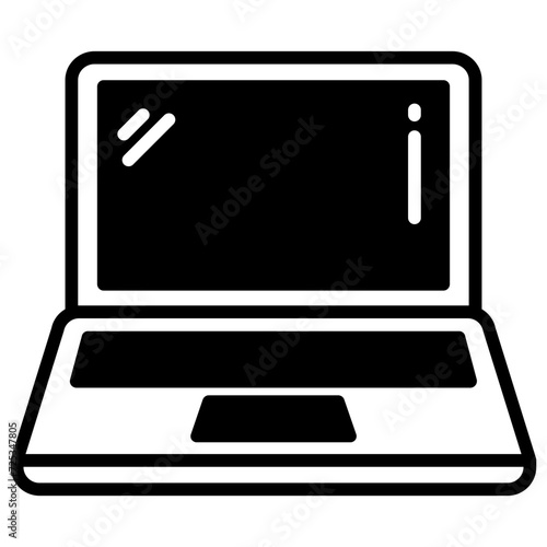 laptop screen football glyph and line vector illustration