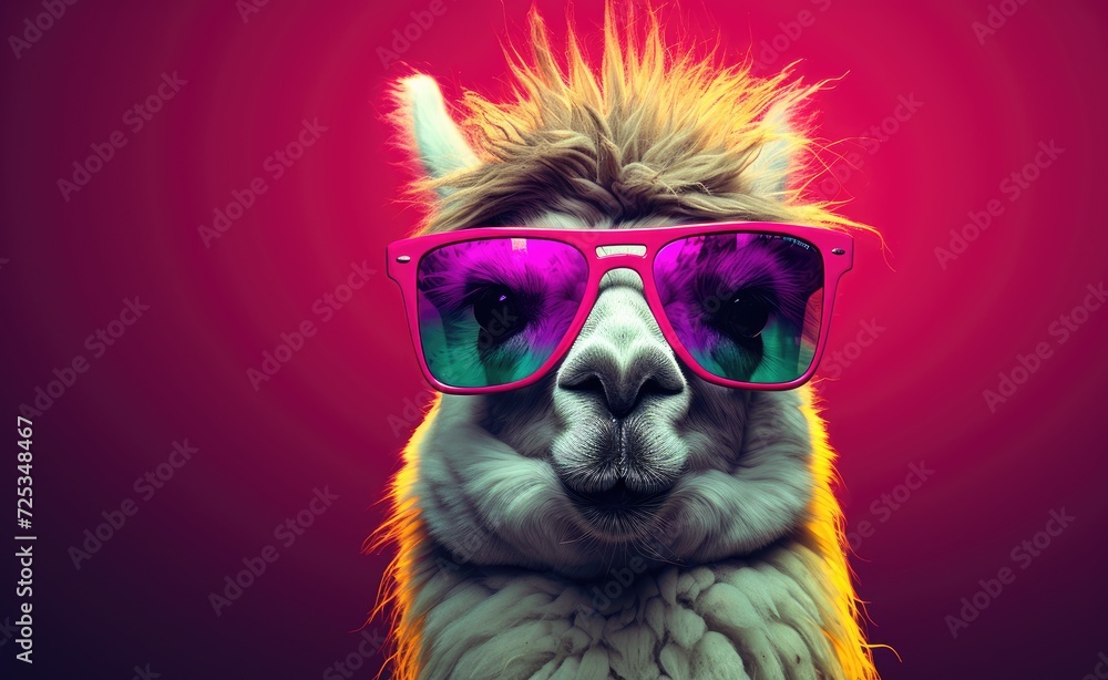 An alpaca or llama donning chic glasses, exuding a trendy and modern vibe. An alpaca or llama donning chic glasses, exuding a trendy and modern vibe.
