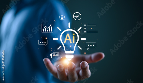 Ai Technology concept, Ai tech System. Chatbot intelligence Ai. Chat with AI Artificial Intelligence, developed by OpenAI generate. Futuristic technology, robot in online system, smart robot AI. photo