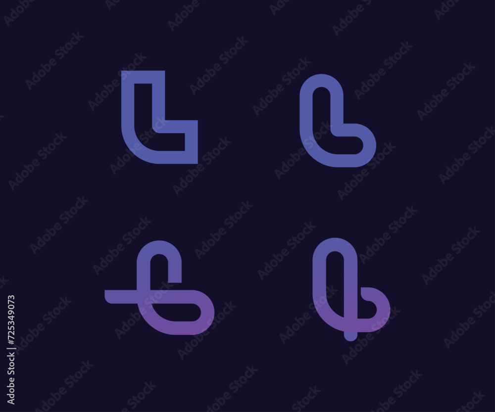 Minimalist creative letter L logo designs - set of blue abstract L logomarks in vector Minimalist creative letter L logo designs - set of blue abstract L logomarks in vector