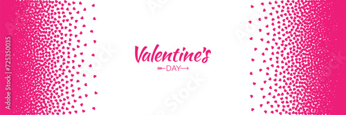 Valentines day card o banner. Pink hearts gradient frame isolated on white background. Valentine s day border or frame design. Vector illustration.