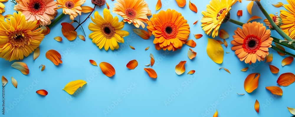 flowers on blue flowers on blue