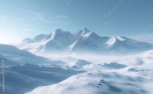 snow mountain scene with blue sky
