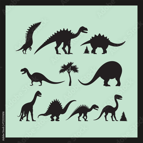 Fototapeta Naklejka Na Ścianę i Meble -  Dinosaur silhouette set