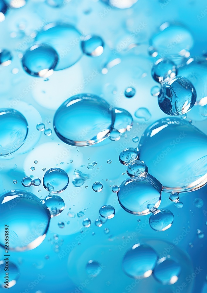 Abstract blue background with water drops. Generative AI.
