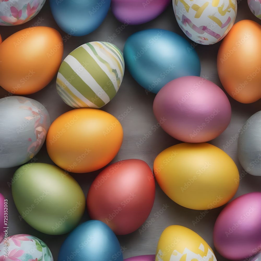 colourful Easter eggs on grey fabric colourful Easter eggs on grey fabric