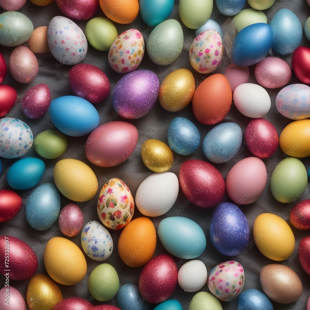 Fototapeta premium colourful Easter eggs on grey fabric