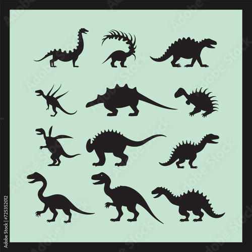 Fototapeta Naklejka Na Ścianę i Meble -  Dinosaur silhouette set