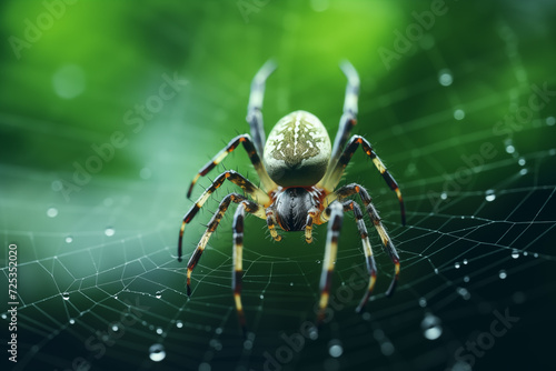 Arachnid Tapestry: Close-Up of Spider on the Web. Generative ai © Dima