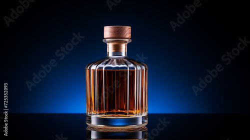 Premium whiskey bottle without a label in studio setting