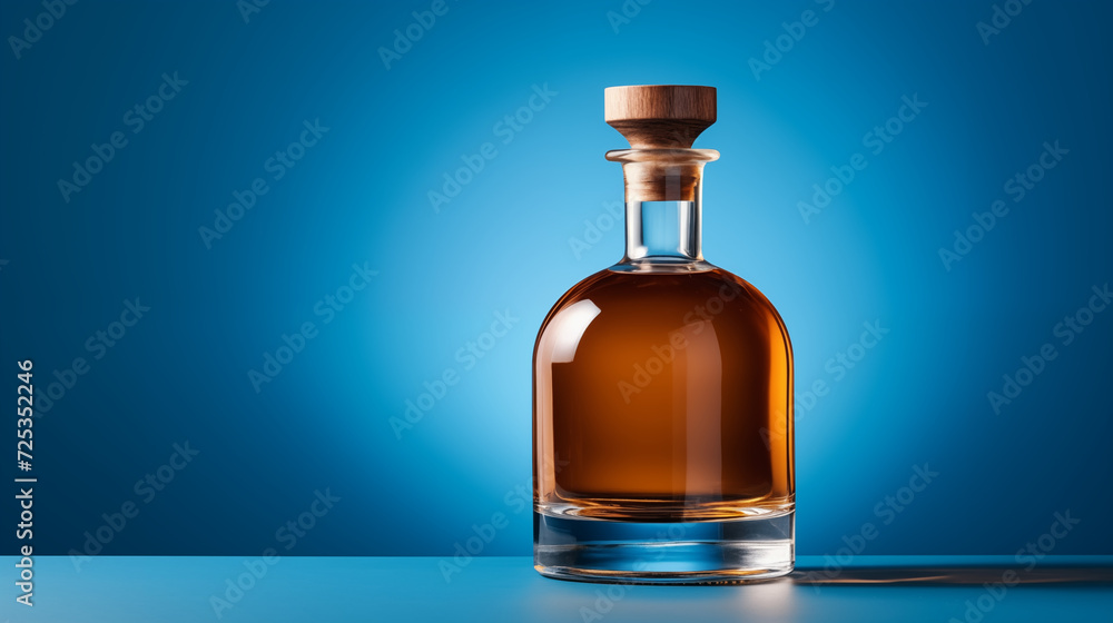 Premium whiskey bottle without a label in studio setting Premium whiskey bottle without a label in studio setting
