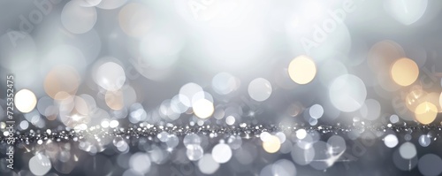 Abstract blur bokeh banner background. Shiny silver and white bokeh background, Generative AI 