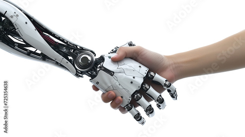 Connection between artificial intelligence and human intelligence with shake hand . AI Generative photo
