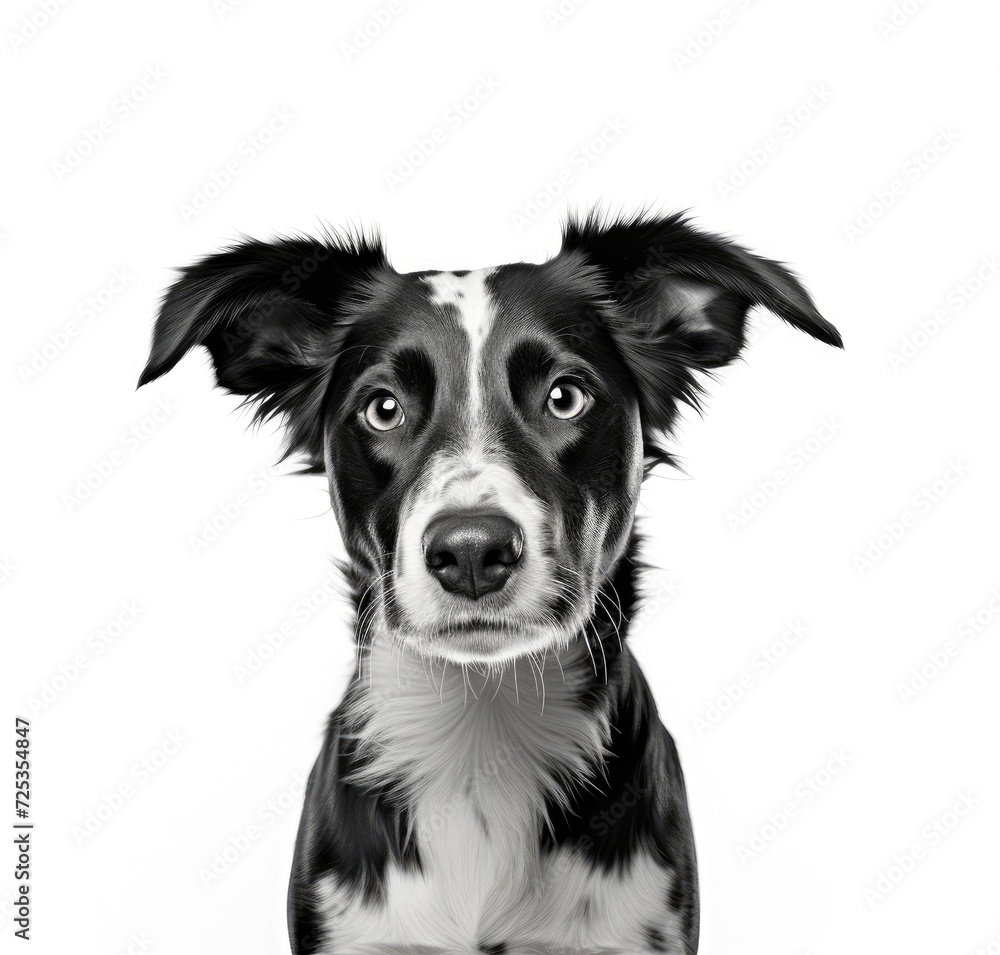 Monochromatic Canine Elegance: A Portrait of a Black and White Dog - Generative AI
