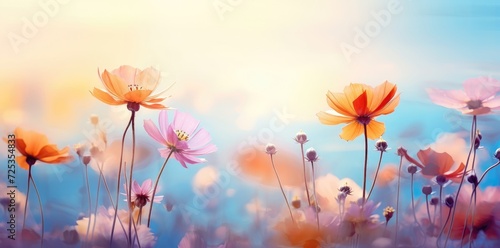 Serenade of Colors: A Vivid Display of Blue and Orange Wildflowers - Generative AI © Gelpi