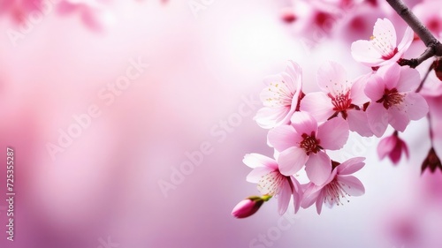 cherry blossoms background in spring sunny day, empty space for text