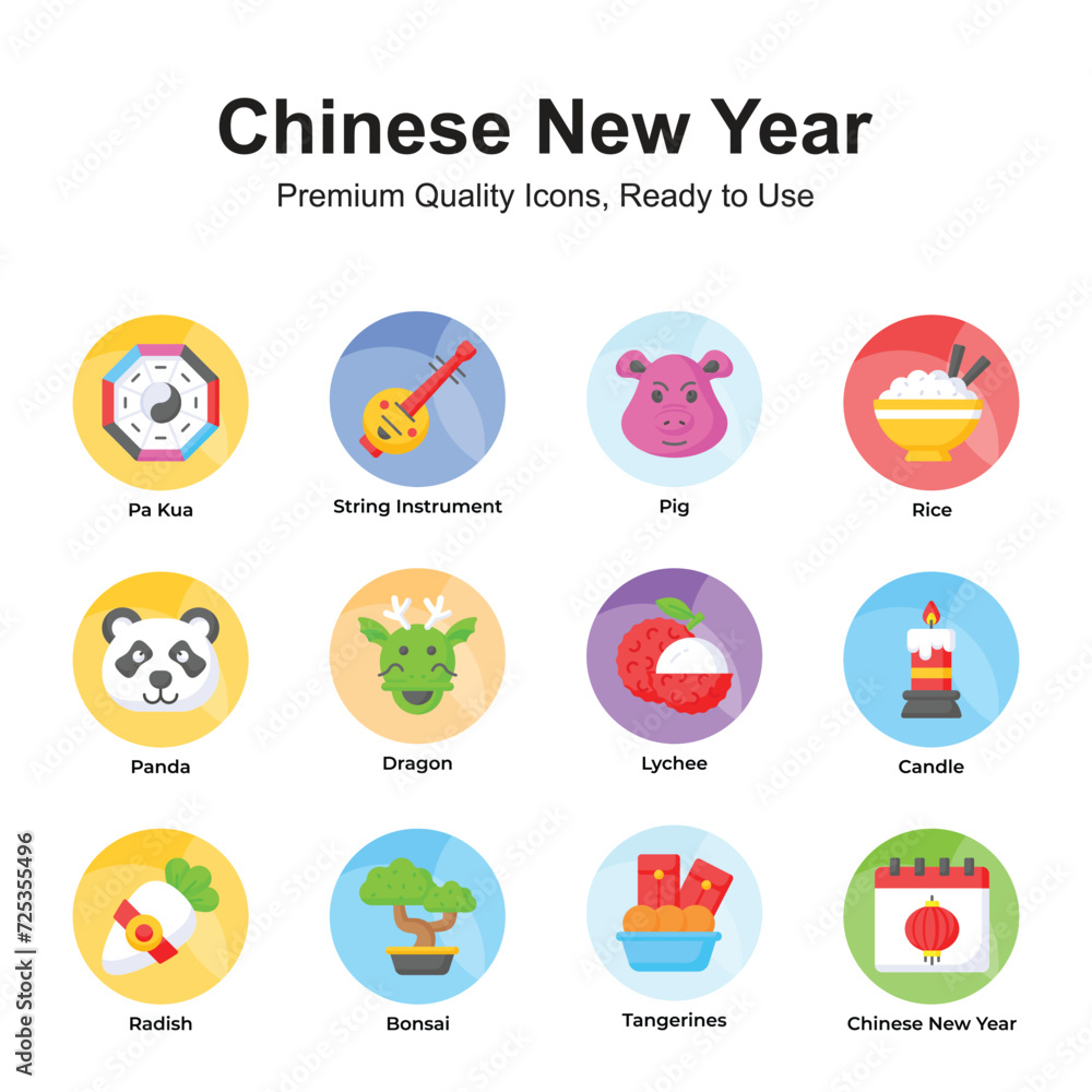 Premium quality chinese new year icons set, ready to use vectors
