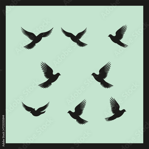 Dove bird silhouette set