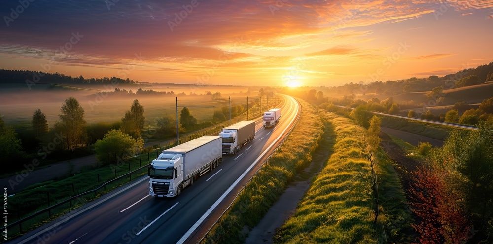custom made wallpaper toronto digitalTruck driving on the asphalt road in rural landscape at sunset with dark clouds