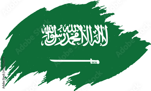 Saudi Arabia flag painted with brush on white background