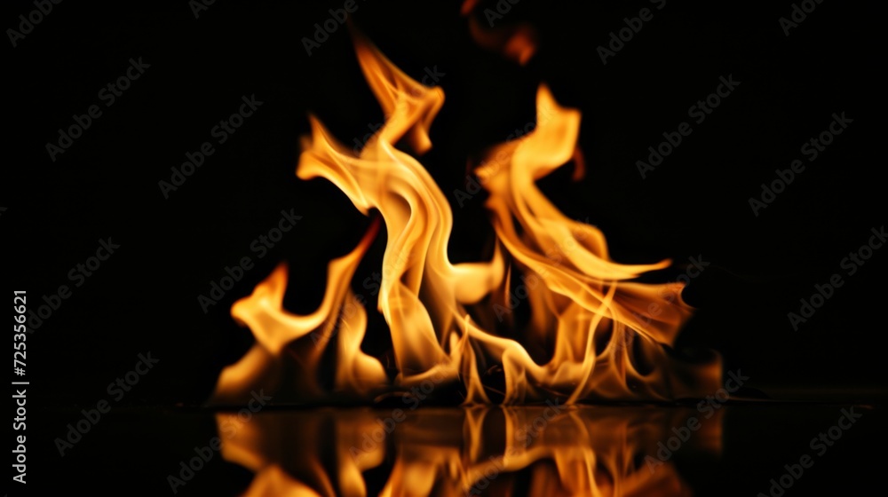 Fototapeta premium Fire flame on black background