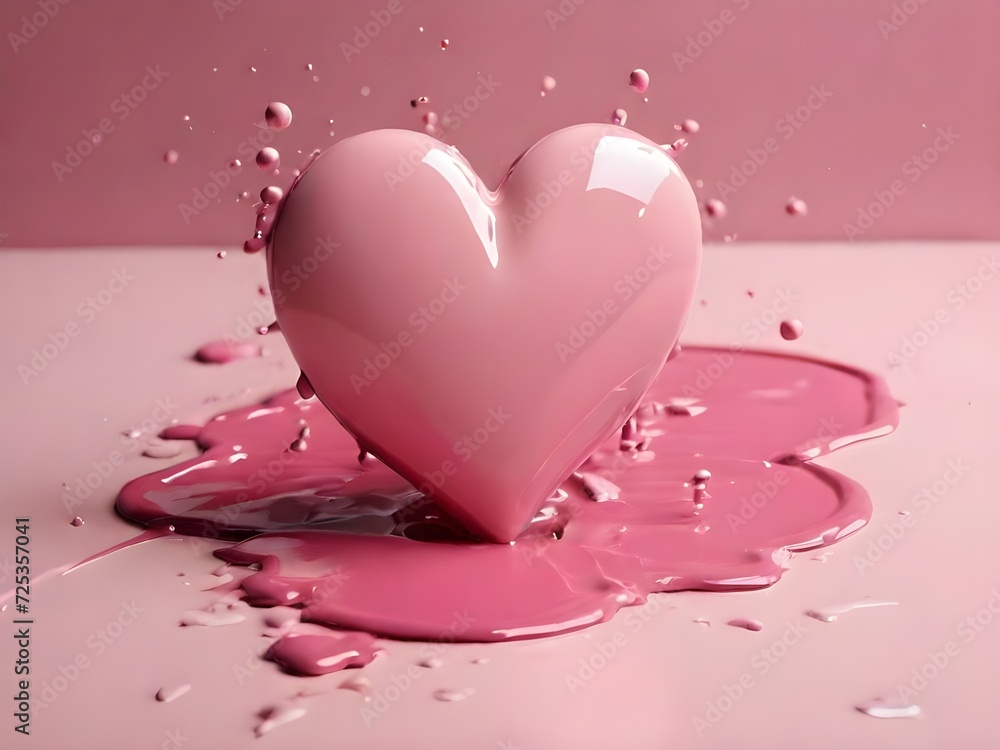 Pink heart with pink flowing drops