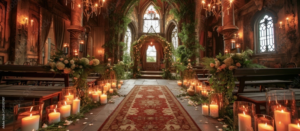 The stunningly adorned location for wedding photos.