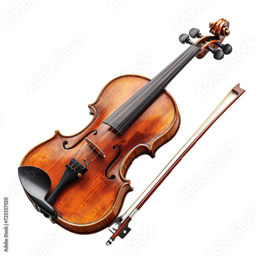 Violin musical instrument on transparent background