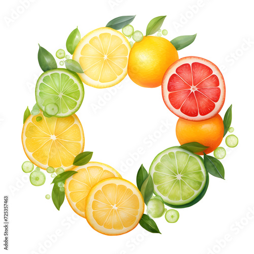 Citrus fruit wreath, Grapefruit wreath, Round citrus fruit