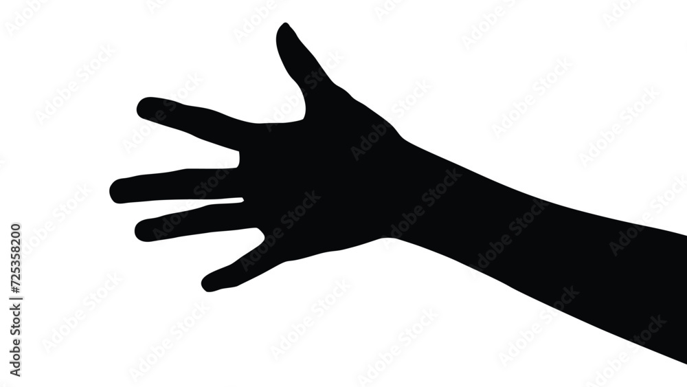 hand silhouette isolated on white, Vector collection of human hands of different gestures, hands gesturing black, Black hands silhouettes, vector illustration