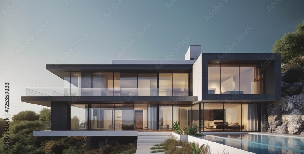 Fototapeta premium 3d residential house property a architectural masterpiece design