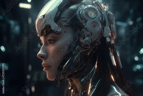 futuristic ai cyborg robotic concept for digital database