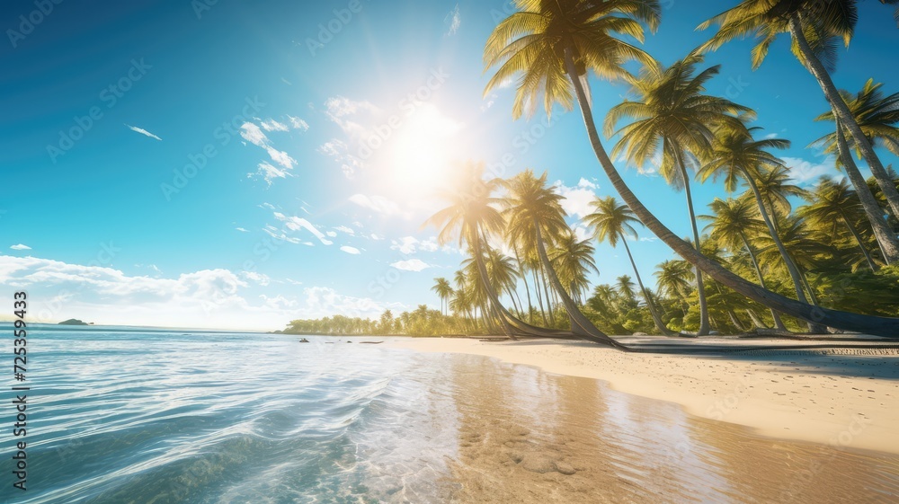 Fototapeta premium stunning white sand beach seascape wallpaper