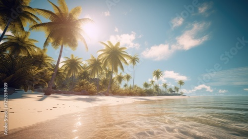 beautiful tropical beach with sea and coconut tree