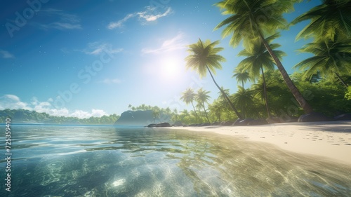 beautiful tropical beach with sea and coconut tree