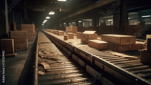 cardboard carton on factory distribution line