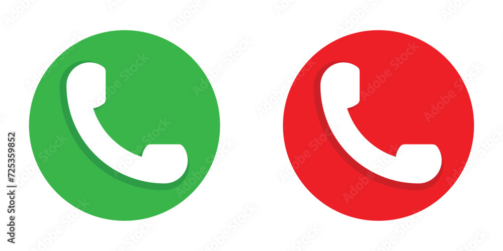 phone call green and red buttons. accept and decline call icon for mobile app and ui. vector illustration on transparent background. phone call green and red buttons. accept and decline call icon for mobile app and ui. vector illustration on transparent background.