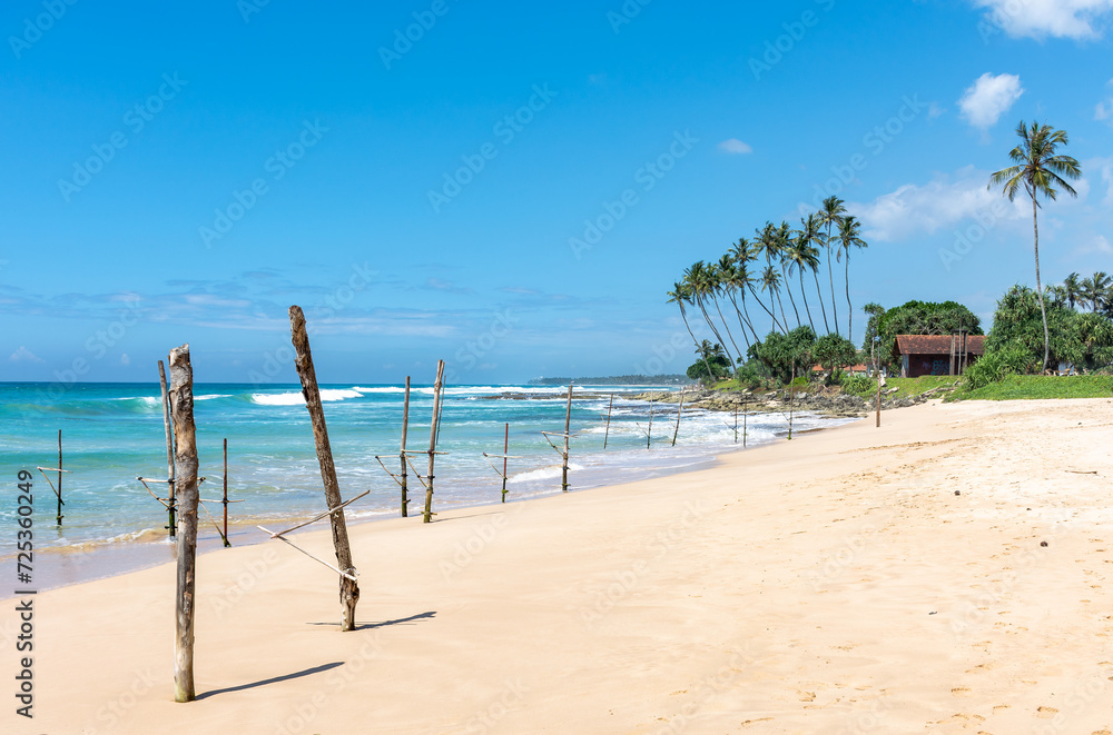The beautiful coast of the Indian Ocean on the island of Sri Lanka.
