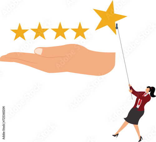 Satisfaction, People, Endorsing, Illustration, Desk, Rating, Desktop PC, Businesswoman,