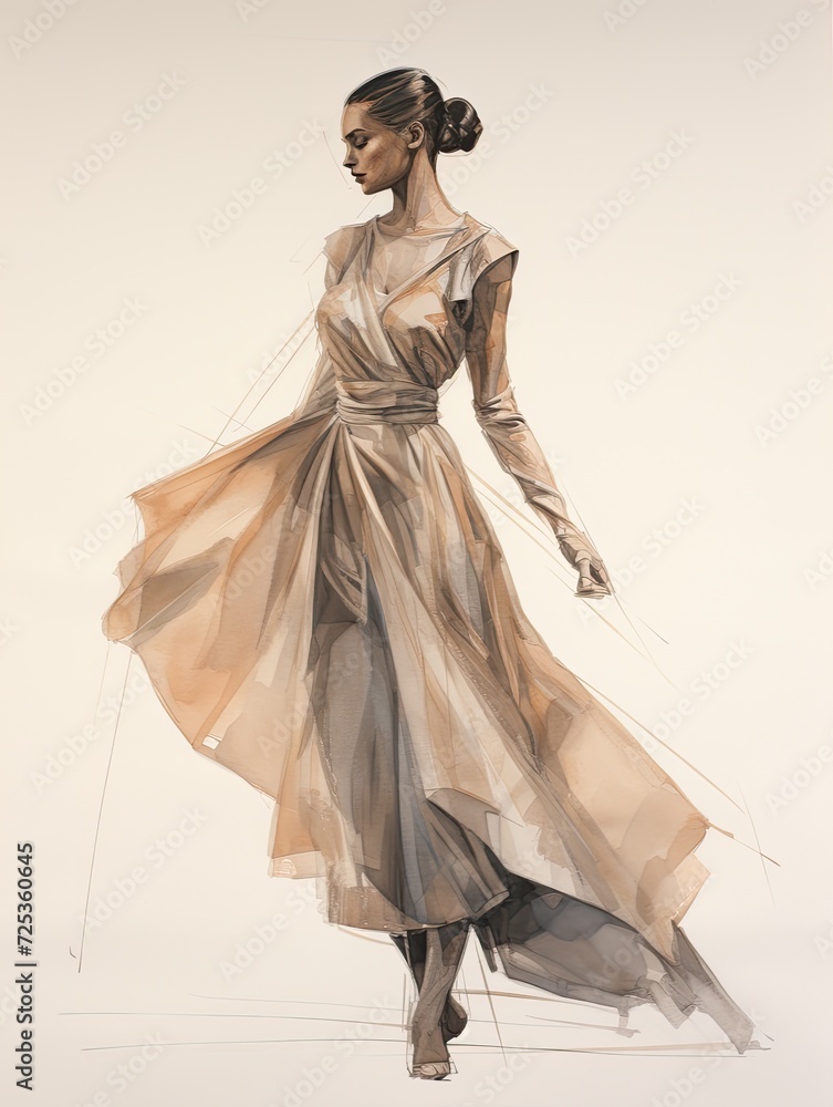 Classic Ballet Dancer Sketches: Earth Tones Art in Neutral Hued Dance Classic Ballet Dancer Sketches: Earth Tones Art in Neutral Hued Dance