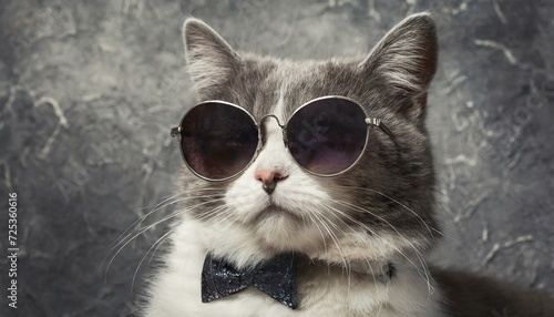 Feline Chic: Glamorous Cat in Sunglasses Strikes a Pose"